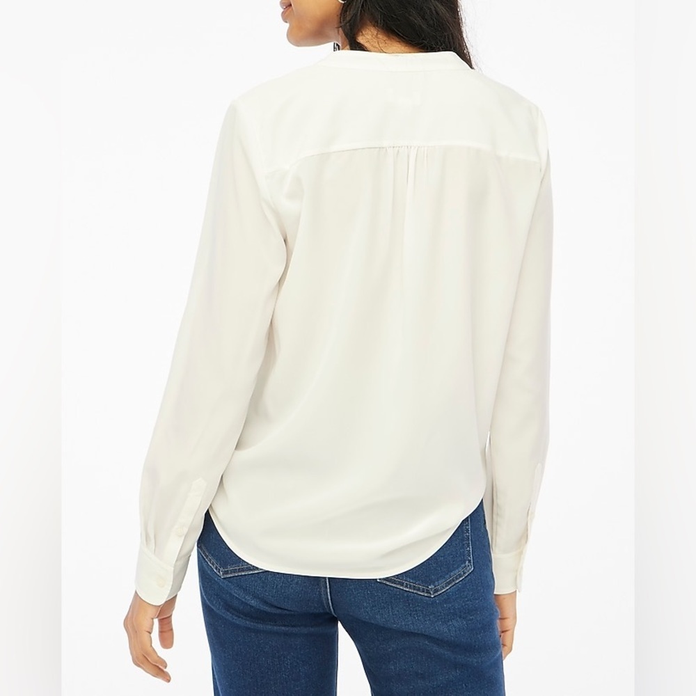 NWT JCrew Popover placket blouse in Marine Salt Sz XL minor pallet dust - Picture 3 of 9
